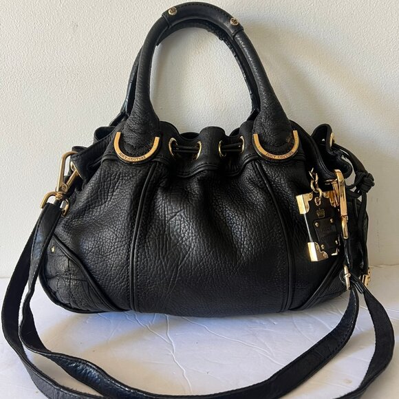 Y2K JUICY COUTURE PEBBLED LEATHER CROSSBODY SATCHEL BAG - Picture 1 of 7